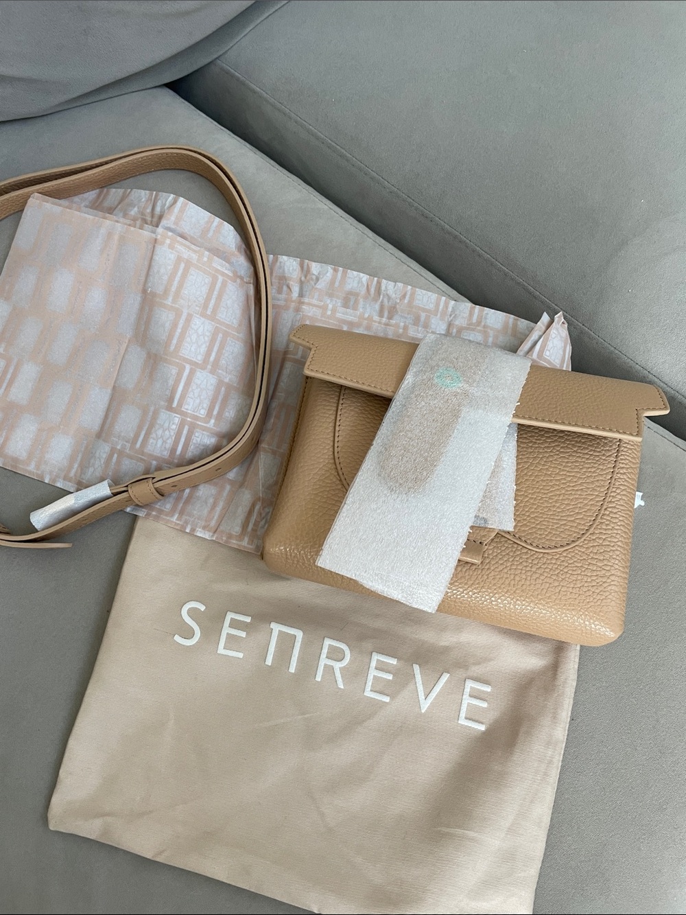 Senreve Aria Convertible Crossbody in Butterscotch Camel Tan Handbag